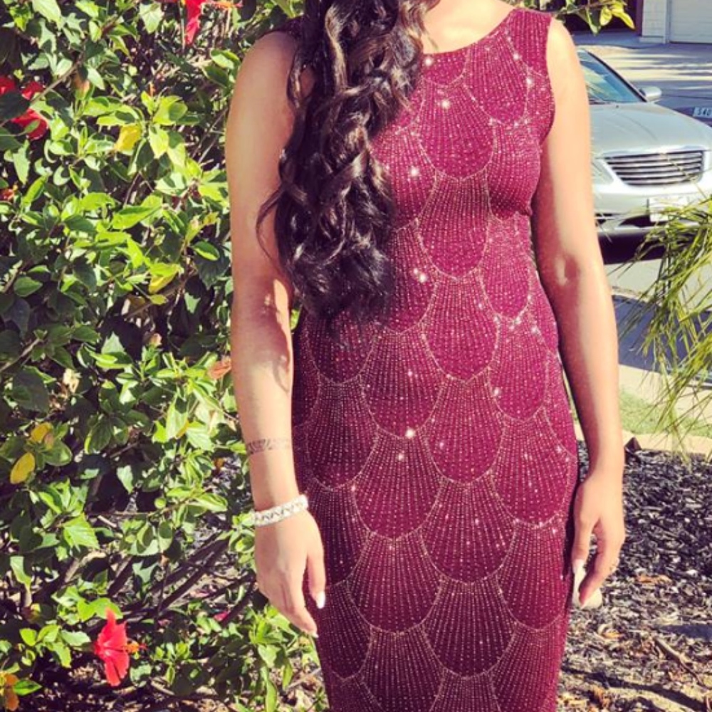Sparkle Sequence Burgundy Dress